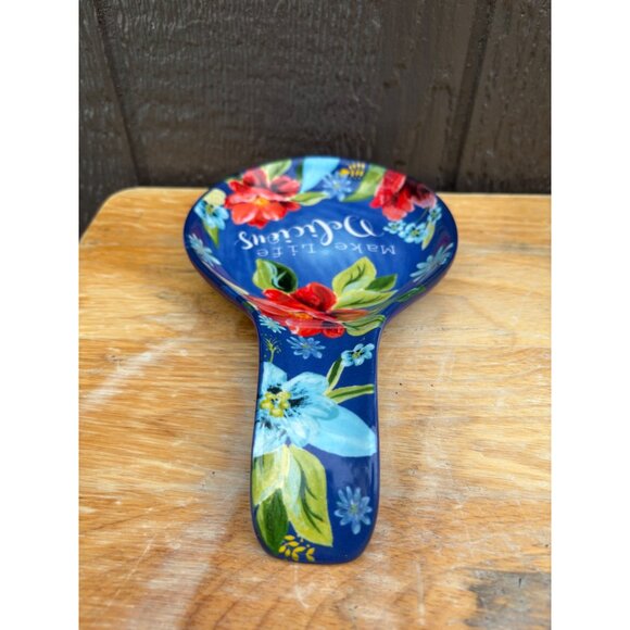 The Pioneer Woman Spring Bouquet Spoon Rest Floral Stoneware Make Life Delicious - Picture 3 of 6